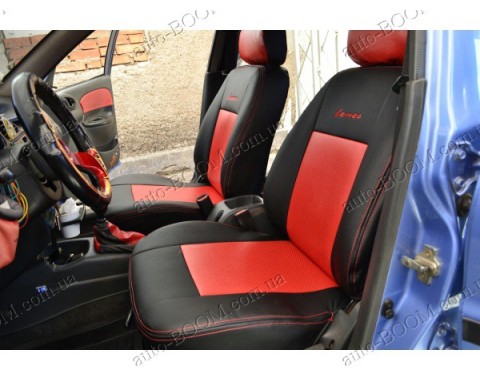 Автомобильные чехлы из экокожи Daewoo Lanos 96- подголовники (Союз-Авто)
