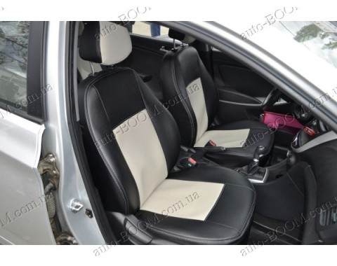 Автомобильные чехлы из экокожи Hyundai Accent 11- раздельная (Союз-Авто)