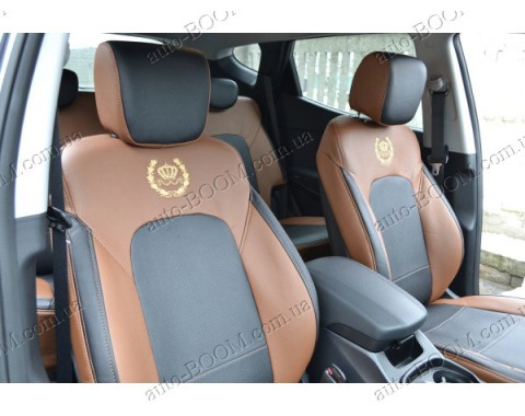 Автомобильные чехлы из экокожи Hyundai Santa Fe 12- (Союз-Авто)