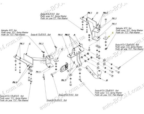 Фаркоп на Toyota Prado 120 02-09 без подрезки