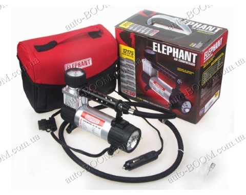 Компрессор для авто Elephant КА-12175 100psi / 14Amp / 30л / фонарь / прикур./переходник с быстросъемником
