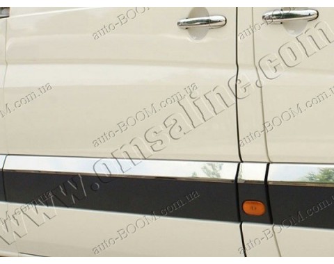 Молдинги дверей Mercedes Sprinter 06- 4шт, короткая база, нерж (Omsaline)