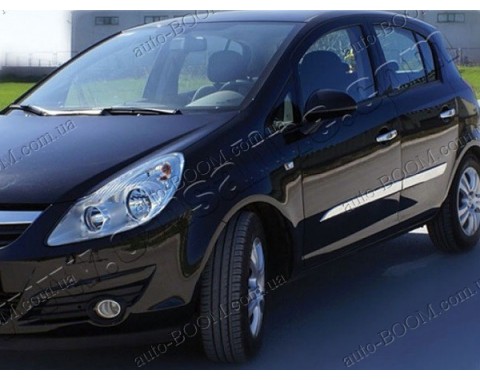 Молдинги дверей Opel Corsa D 06-14 хетчбек 5дверей, 4шт нерж (Omsaline)