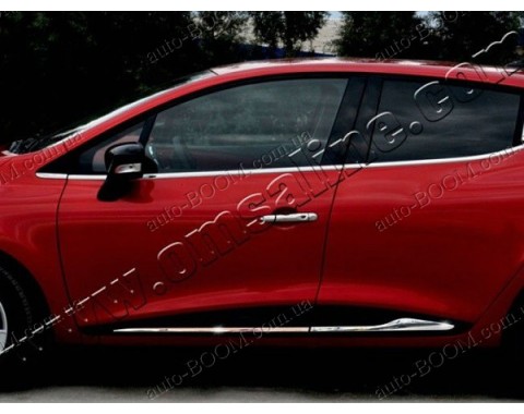 Молдинги дверей Renault Clio 4 12- хетчбек 5дверей, 4шт нерж (Omsaline)