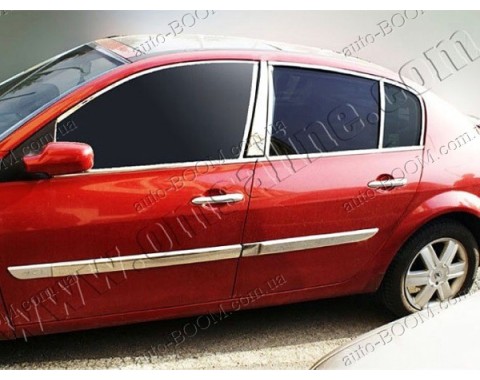 Молдинги дверей Renault Megane 2 04-06 широкие 4шт нерж (Omsaline)