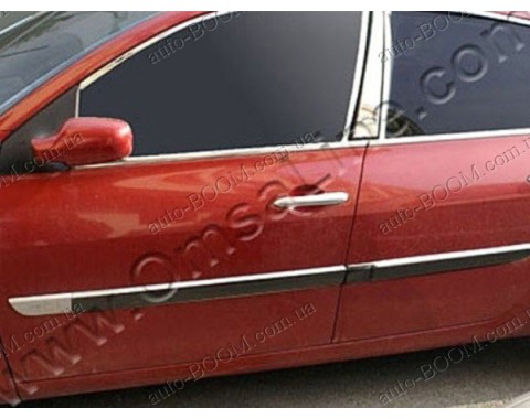 Молдинги дверей Renault Megane 2 06-09 узкие 4шт нерж (Omsaline)
