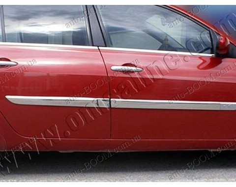 Молдинги дверей Renault Megane 3 FL 06-09 хечбек 5дверей, длинные и широкие 4шт, нерж (Omsaline)