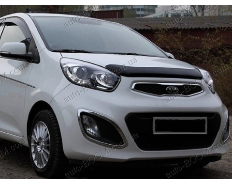 Дефлектор капота на Kia Picanto 11- темная (Sim)