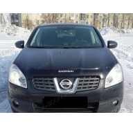 Дефлектор капота на Nissan Qashqai +2 08-10 logo (Sim)