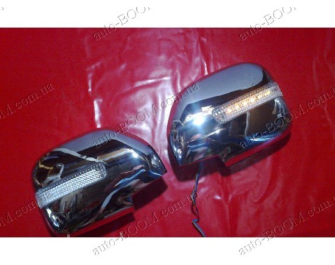 Накладки на зеркала (пластик) Toyota Prado 120 02-09 с поворотом