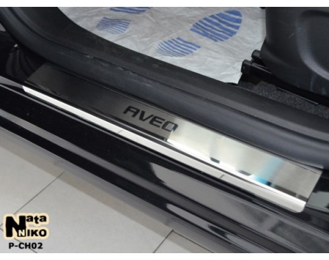 Накладки на пороги Chevrolet Aveo 3 12-(NataNiko Premium)