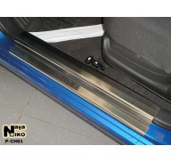 Накладки на пороги Chevrolet Aveo 03-11 хетчбек 5дверей(NataNiko Premium)