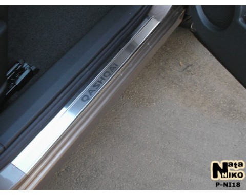 Накладки на пороги Nissan Qashqai 06-(NataNiko Premium)